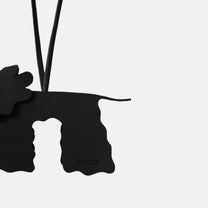 Leather Keyring - Black Fluffy