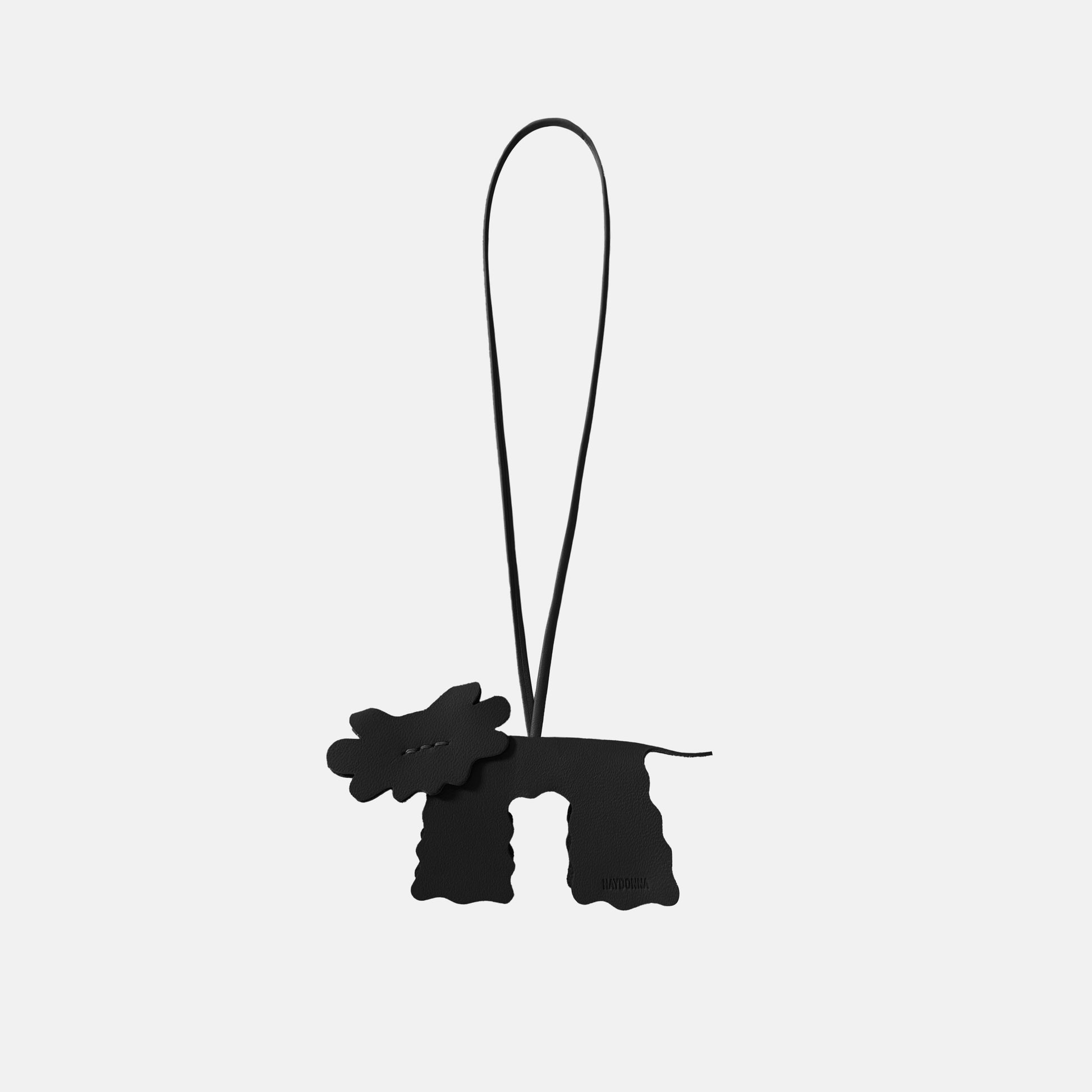 Leather Keyring - Black Fluffy